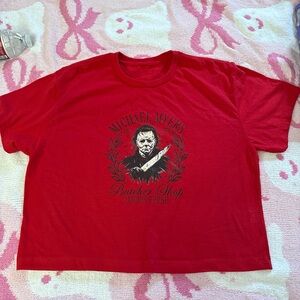 Red Michael Myers crop tee